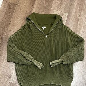 Aerie Women's Olive Zip-Up Sweater
